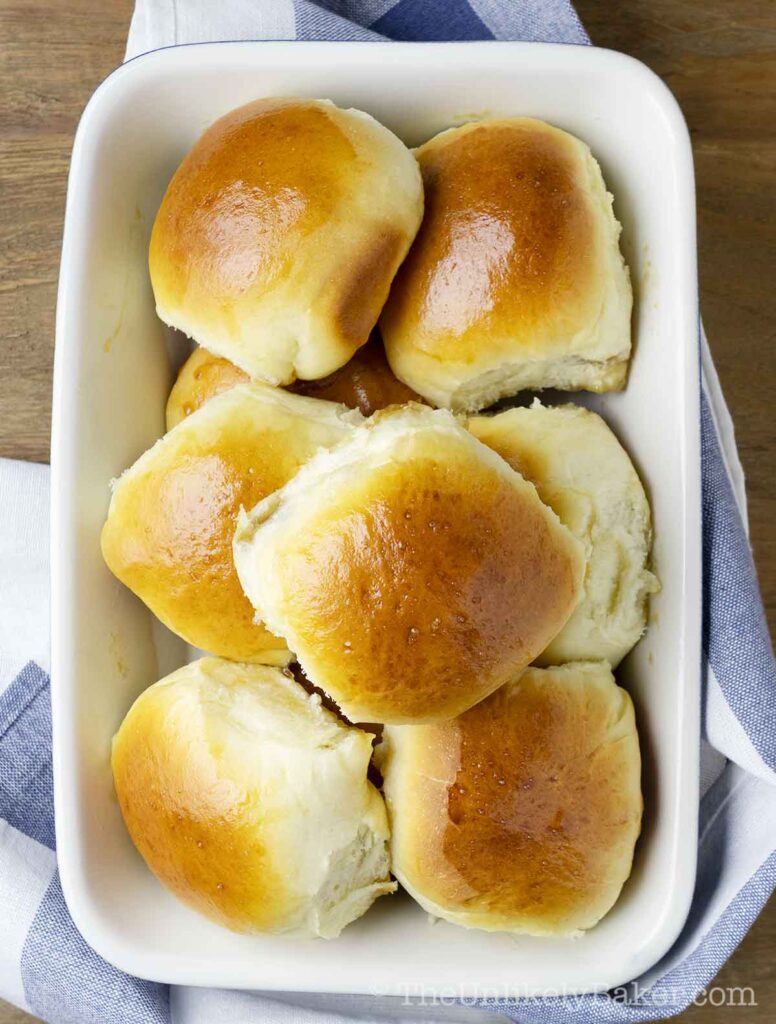 overhead shot of golden pan de coco