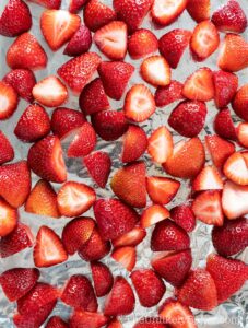Fresh strawberries ready to be roasted.