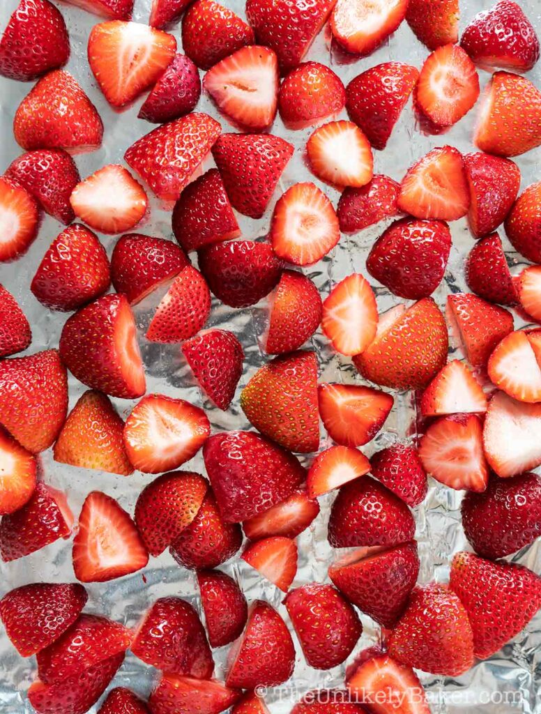 Fresh strawberries ready to be roasted
