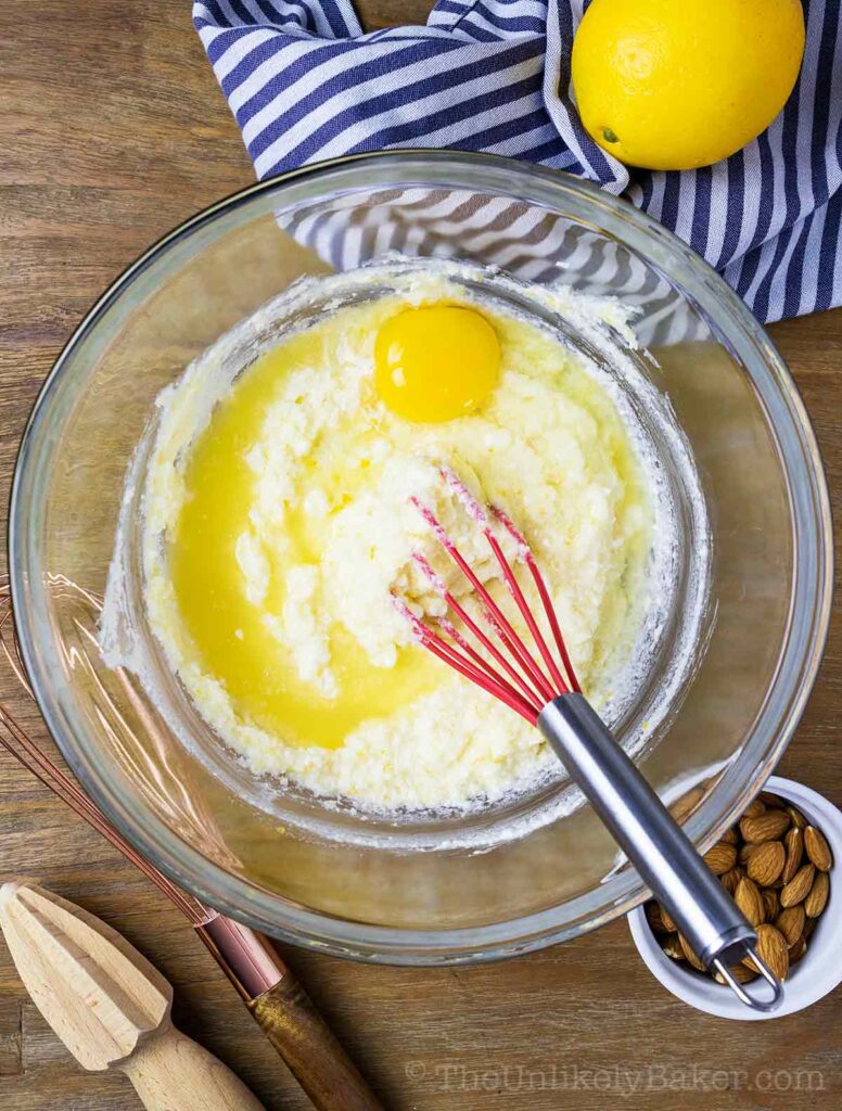 egg added to ricotta cheese mixture