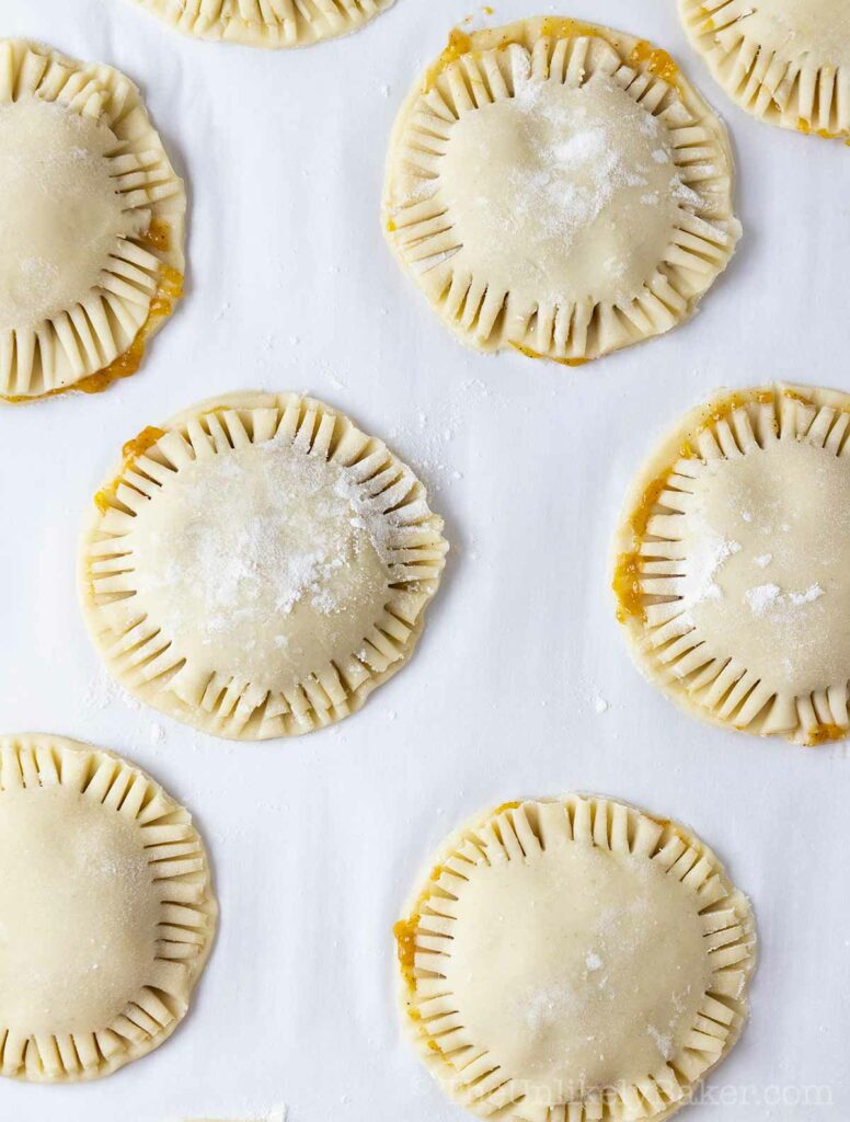 Hand pies ready for baking.