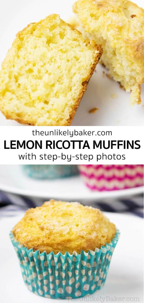Pin for Lemon Ricotta Muffins Recipe.