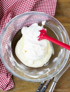 Cream cheese and mascarpone cream in a bowl