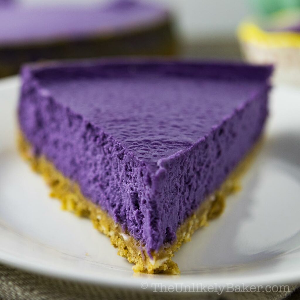 Ube Cheesecake with Coconut Cookie Crust and Coconut Whipped Cream (Video)