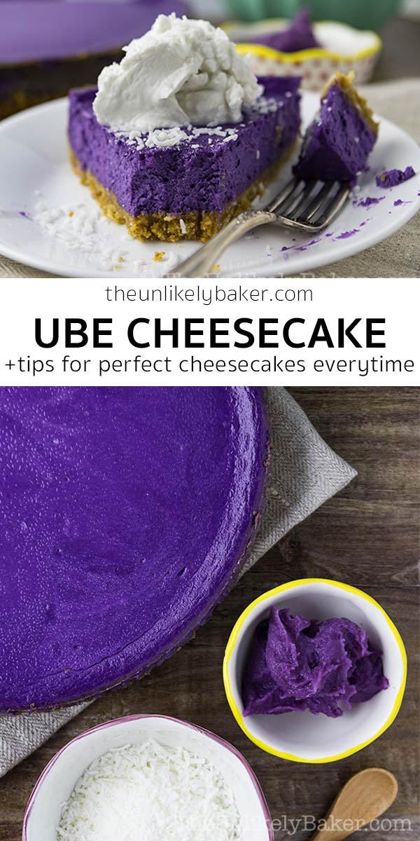 Ube Cheesecake with Coconut Cookie Crust and Coconut Whipped Cream (Video)