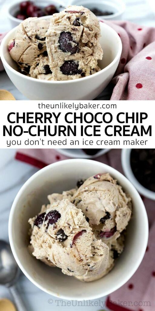 Pin for Roasted Cherry Chocolate Chip Ice Cream.