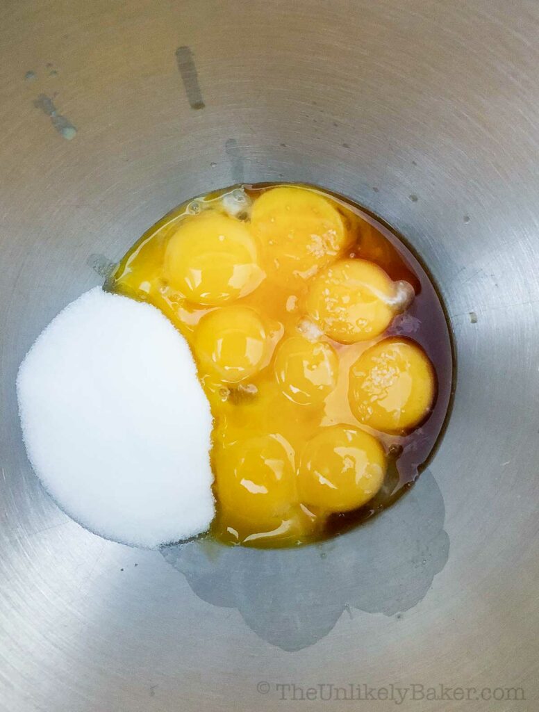 sugar egg yolks and vanilla