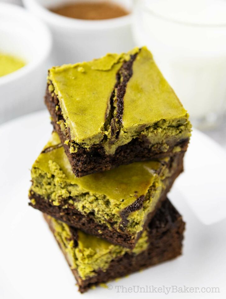 Matcha Brownies Recipe (Chewy Fudgy Chocolatey) The Unlikely Baker