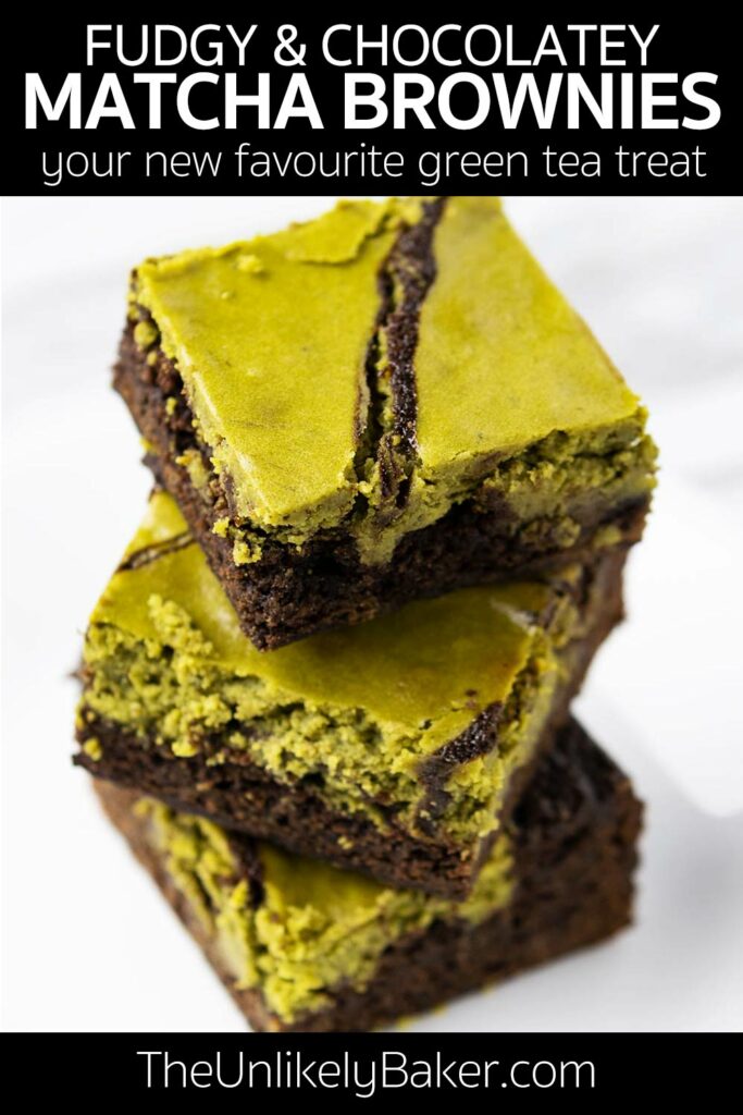 Pin for Easy Delicious Matcha Brownies Recipe.