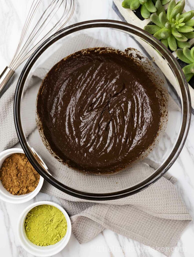 Chewy fudgy brownie batter