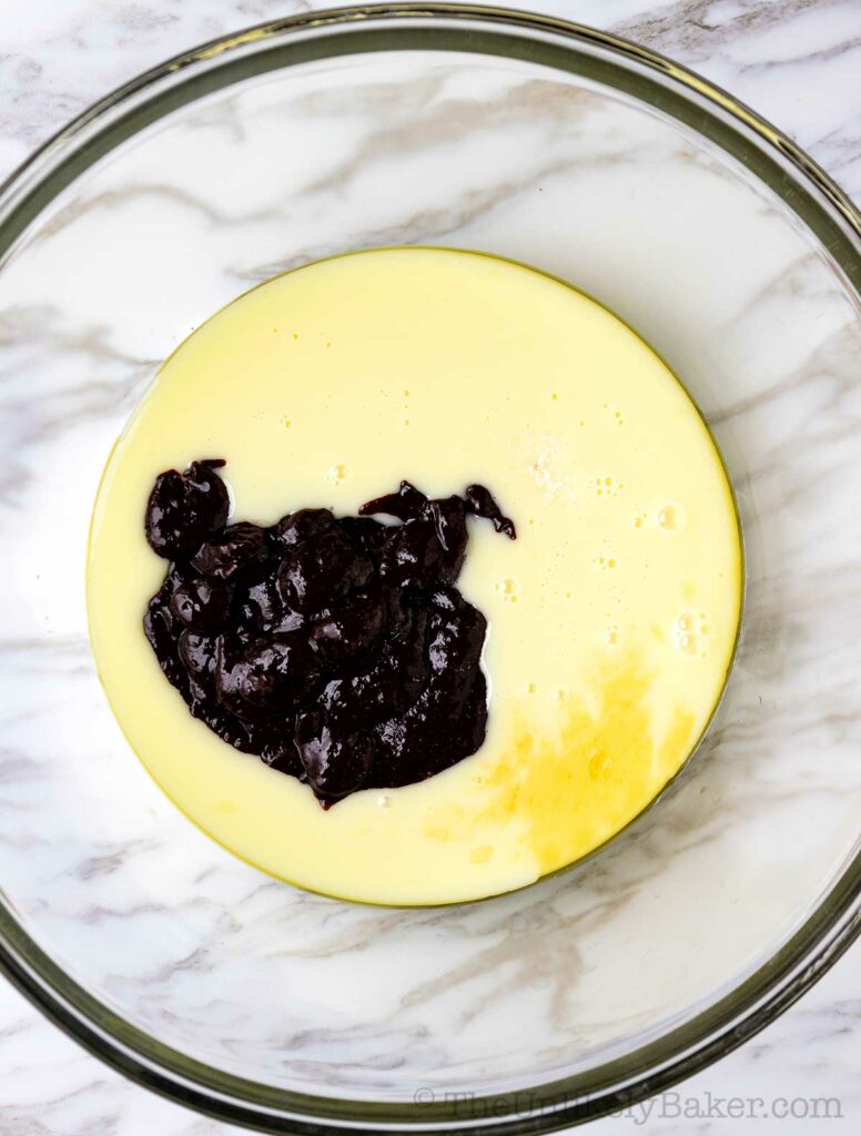 condensed milk and roasted cherry puree