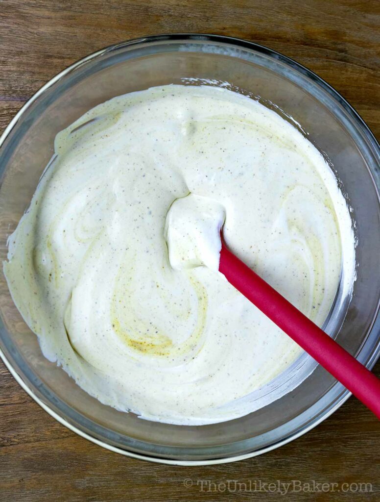 Fold whipped cream to ice cream base
