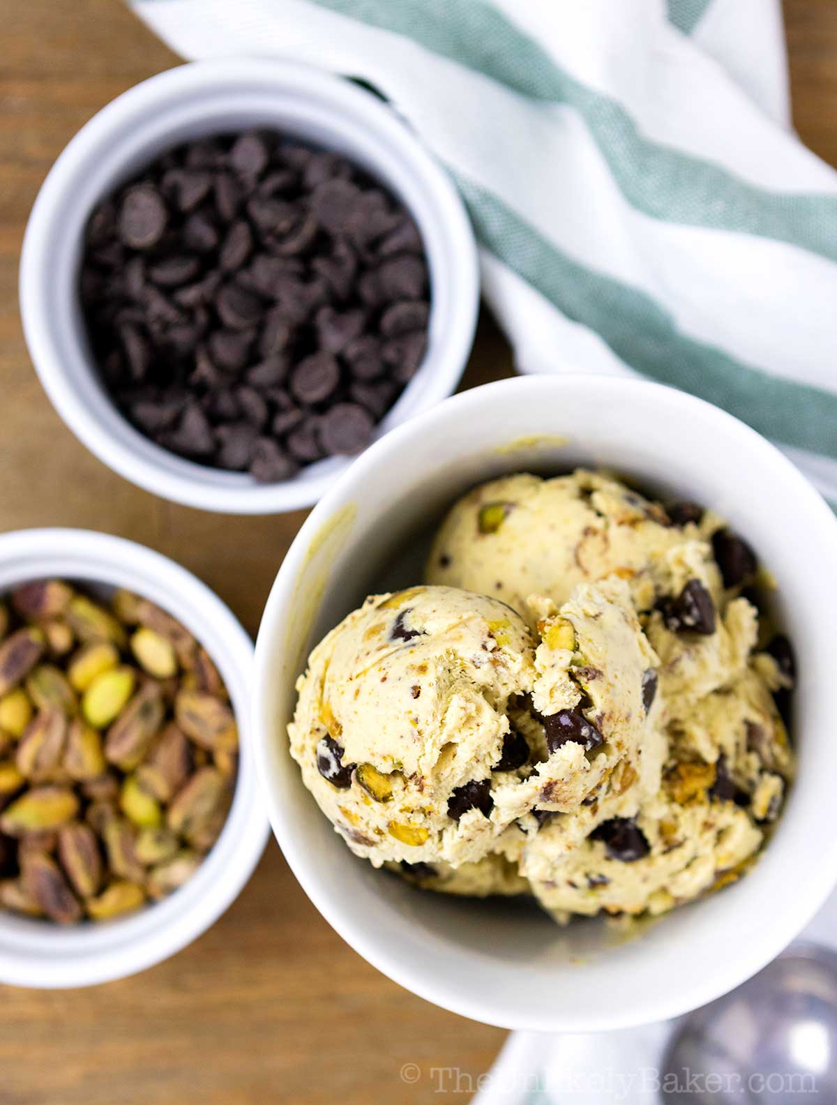 Homemade Pistachio Chocolate Chip Ice Cream