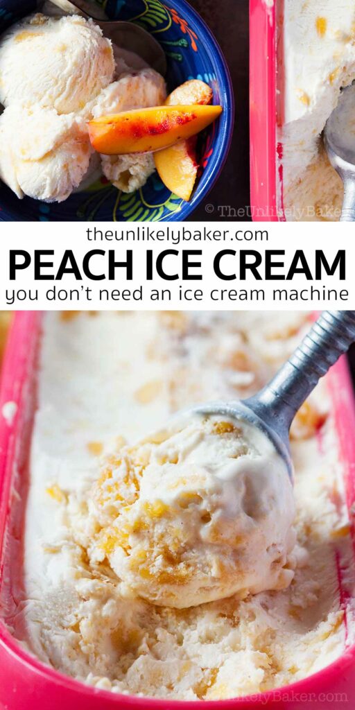 Peach Ice Cream with Bourbon and Fresh Peaches