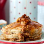 Banana Buttermilk Pancakes with Candied Walnuts