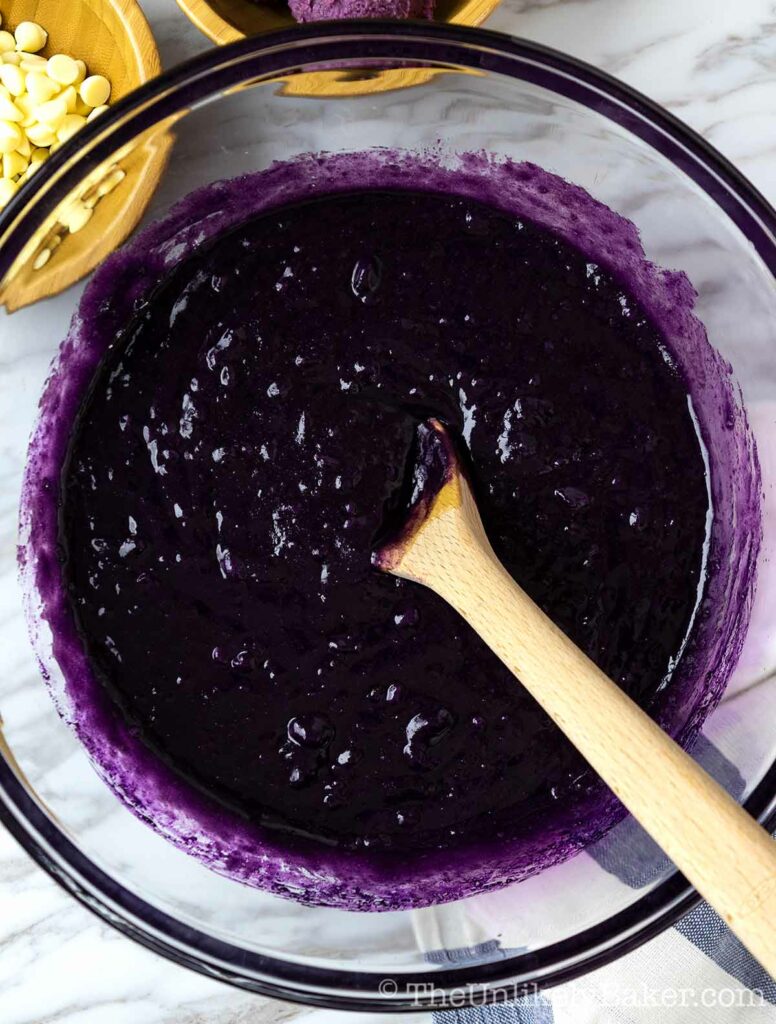 Stir ube and egg until combined