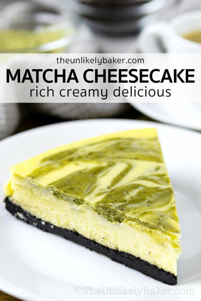 Pin for Matcha Cheesecake Recipe.