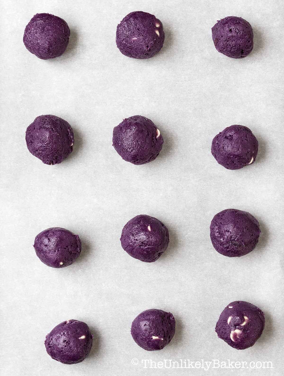 Scoop and roll cookie dough into balls