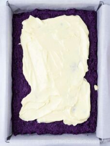 Top ube batter with cream cheese mixture