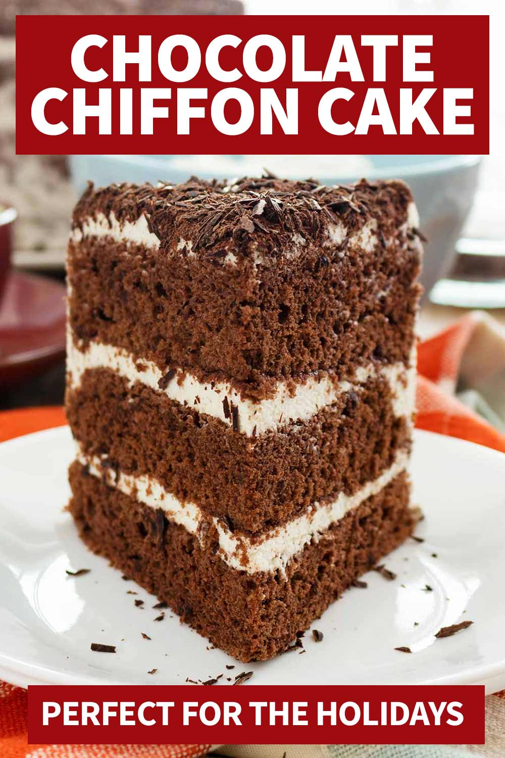 Chocolate Chiffon Cake with Whipped Cream Frosting