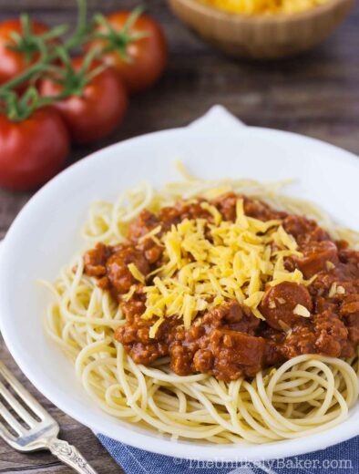 Filipino Style Spaghetti - Sweet and Salty!