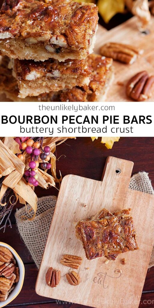 Bourbon Pecan Pie Bars with Shortbread Crust