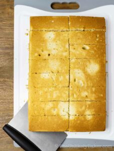 Slice bread into rectangles