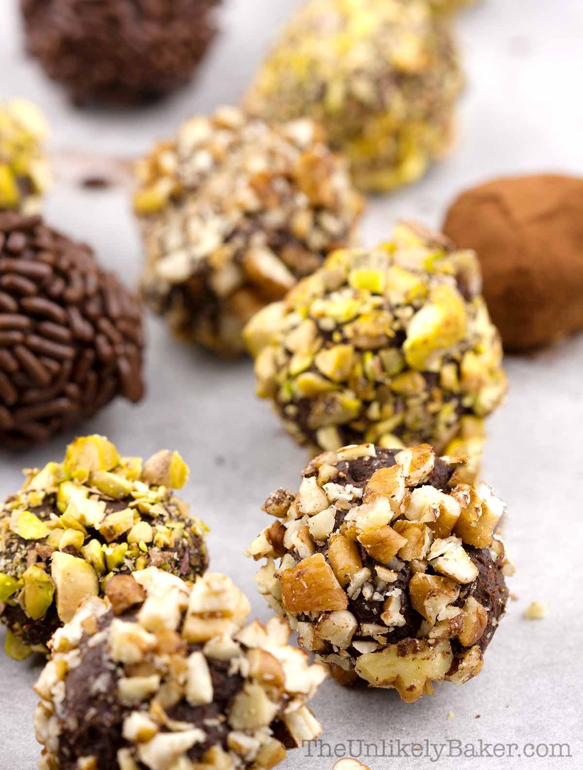 Irish cream truffles on a baking sheet