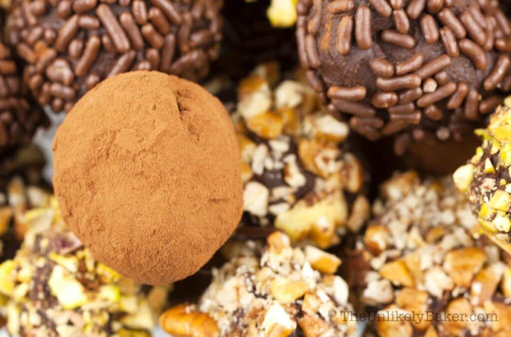 Close up of Irish cream truffles