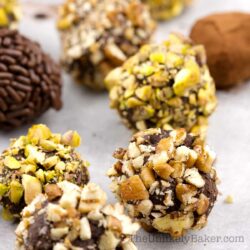 Irish cream truffles on a baking sheet