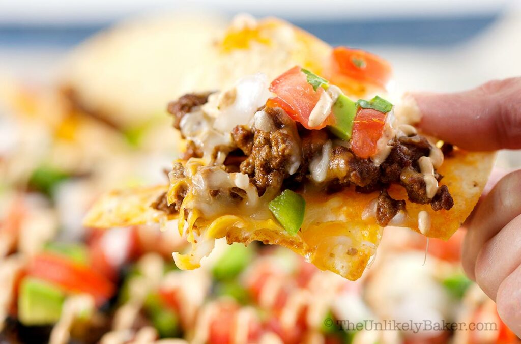 A piece of ultimate nachos