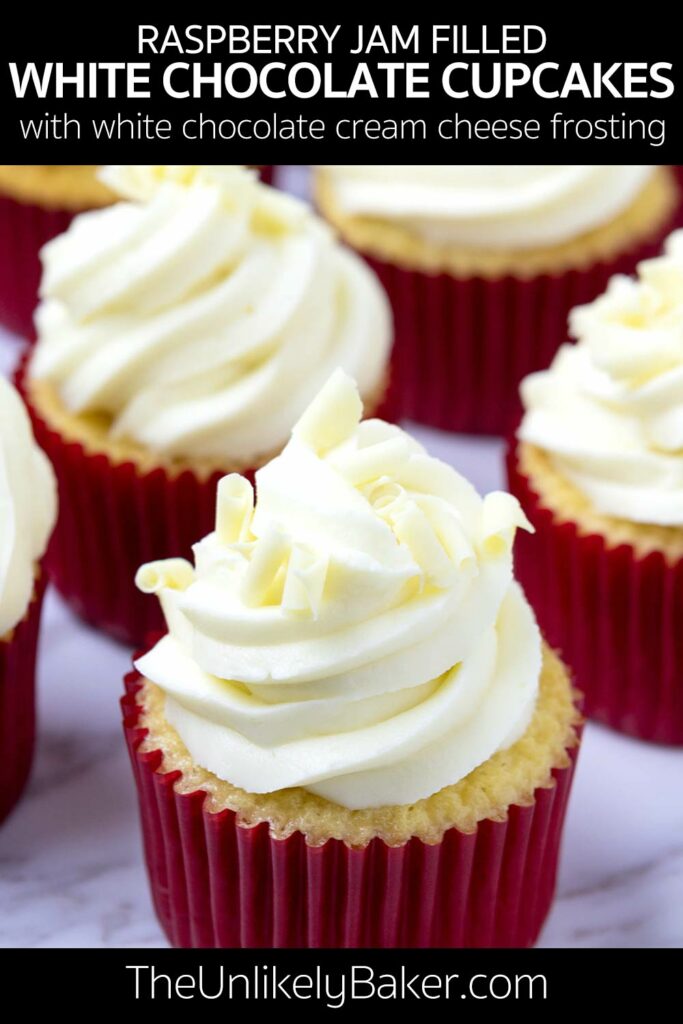 White Chocolate Cupcakes with Raspberry Filling