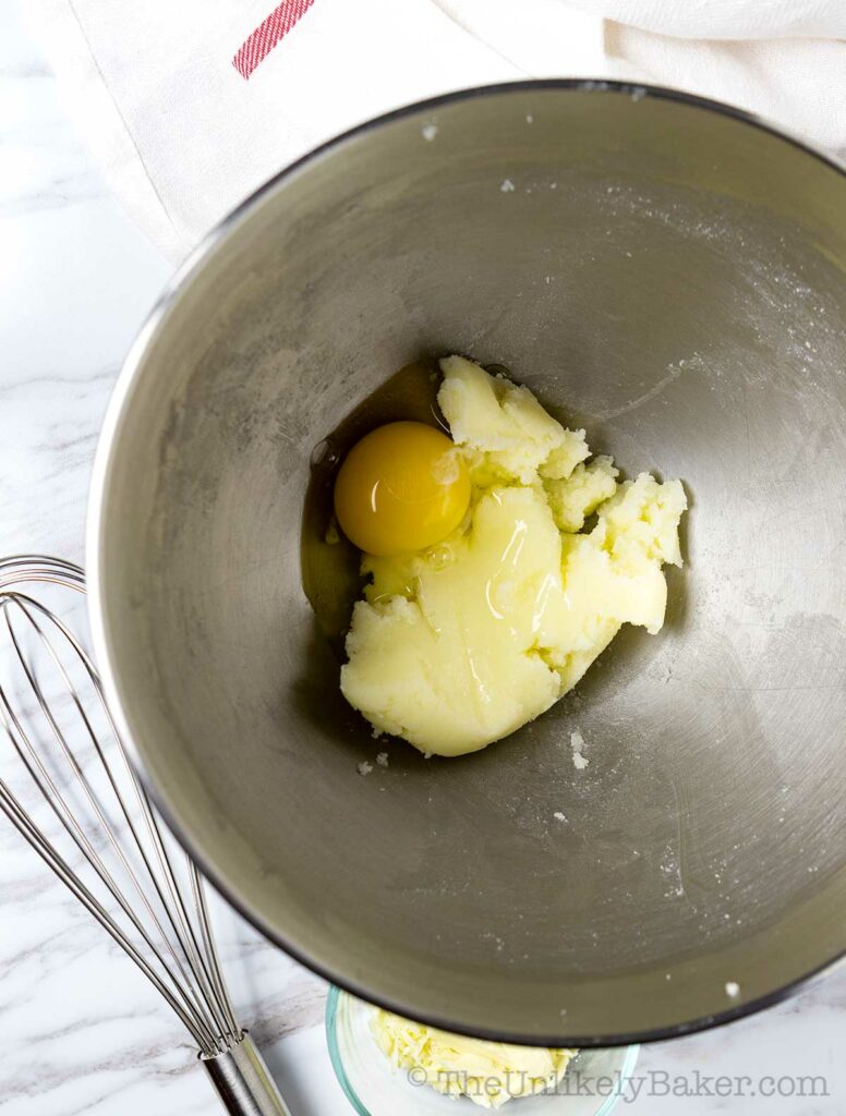 Egg added to creamed butter
