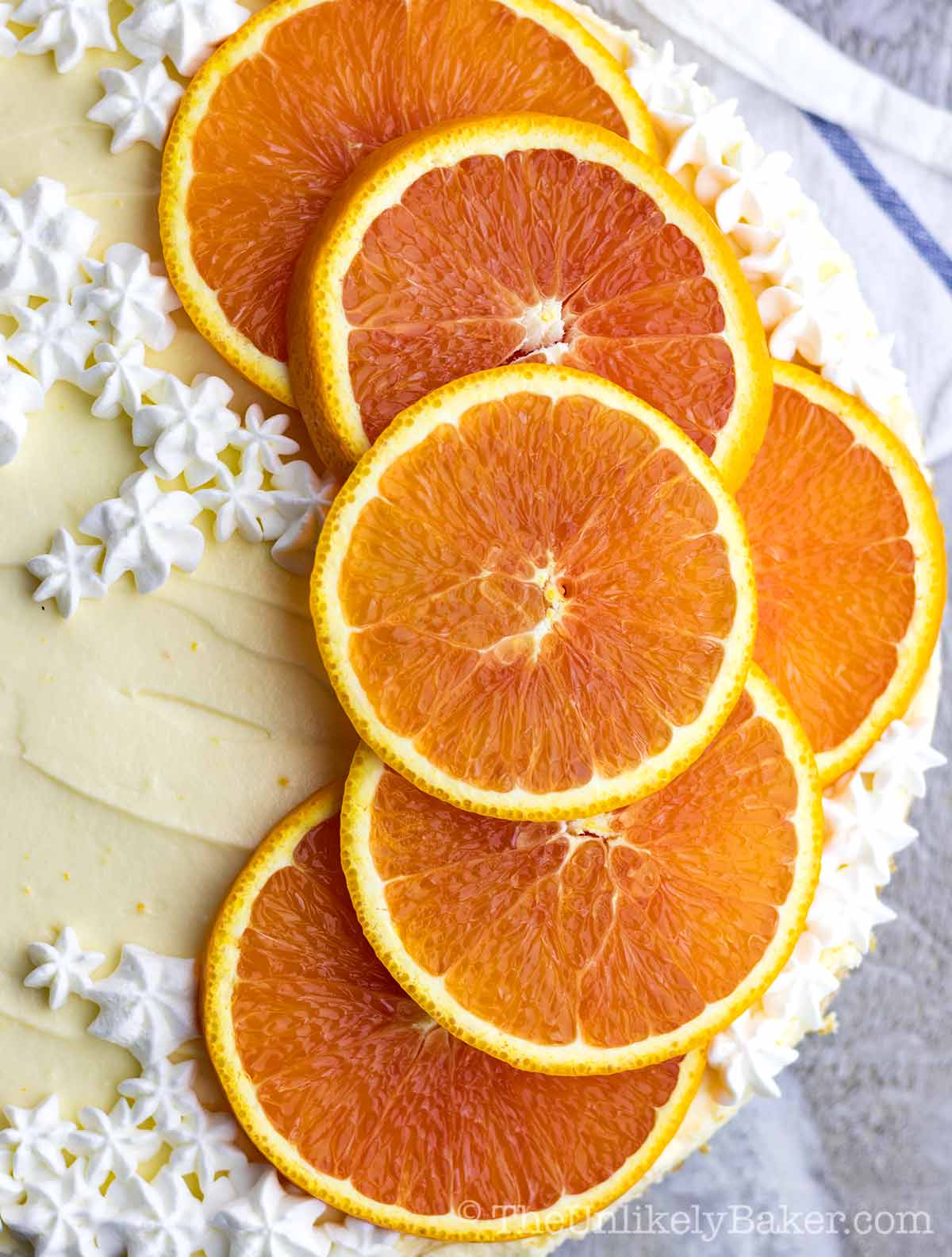 fresh orange slices on top of cheesecake