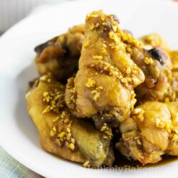 Crispy Baked Chicken Wings with Asian Garlic Sauce (No Baking Powder)