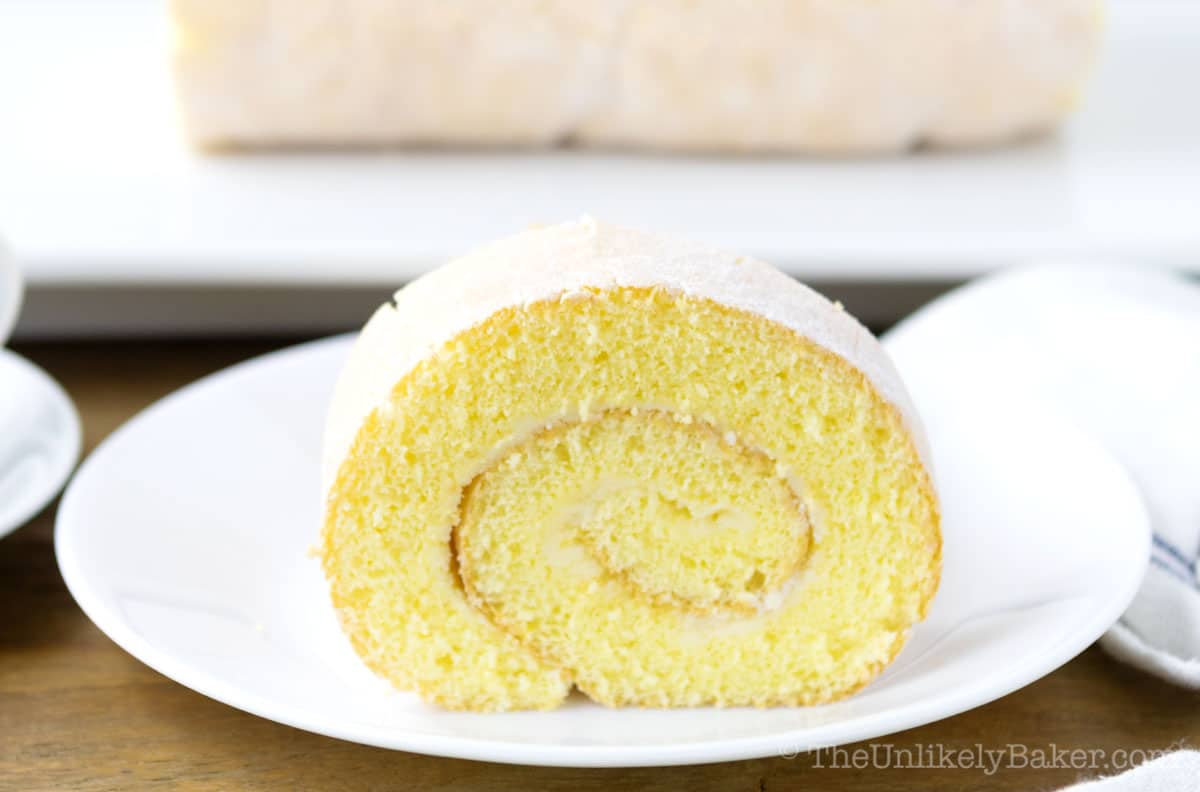 The Best Pianono Roll Cake (Easy Recipe) - The Unlikely Baker®