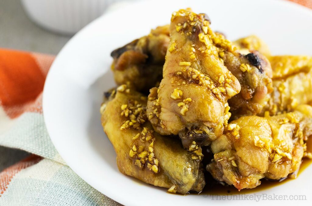 Freshly baked chicken wings with Asian sauce