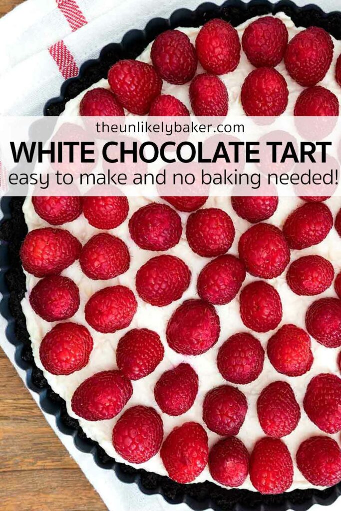 No Bake White Chocolate Tart with Raspberry and Mascarpone - Pin