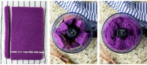 Photo collage - how to make ube crumbs.