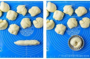 Photo collage - how to roll ube ensaymada.