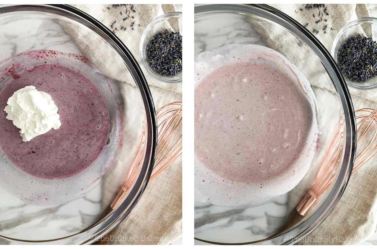 Photo collage - lavender ice cream recipe.