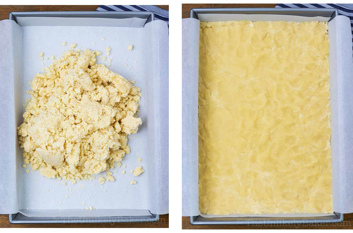Photo collage - how to make shortbread crust.