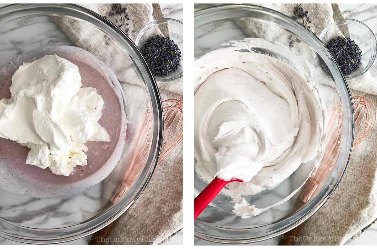 Photo collage - whipped cream folded into ice cream base.
