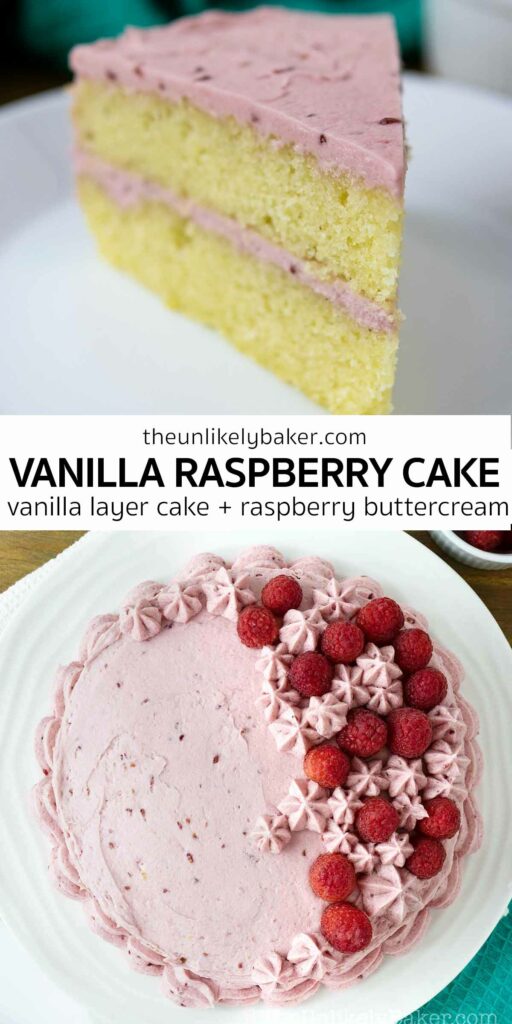 Pin for Raspberry Vanilla Cake with Raspberry Buttercream.