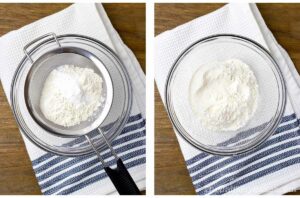 Photo collage - dry ingredients in a bowl.