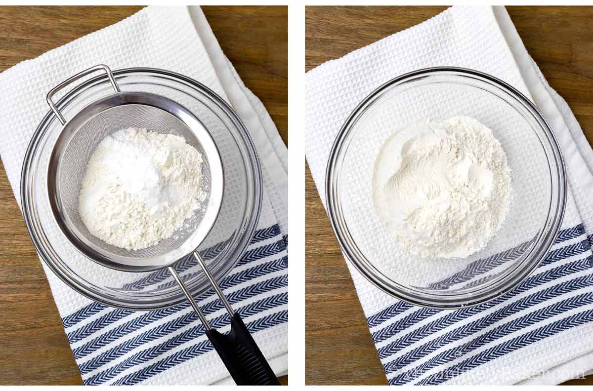 Photo collage - dry ingredients in a bowl.