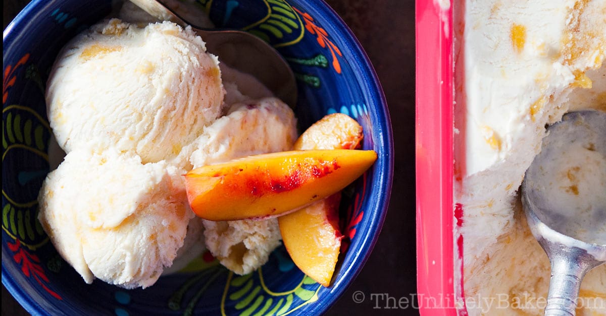 No Churn Peach Ice Cream The Unlikely Baker®