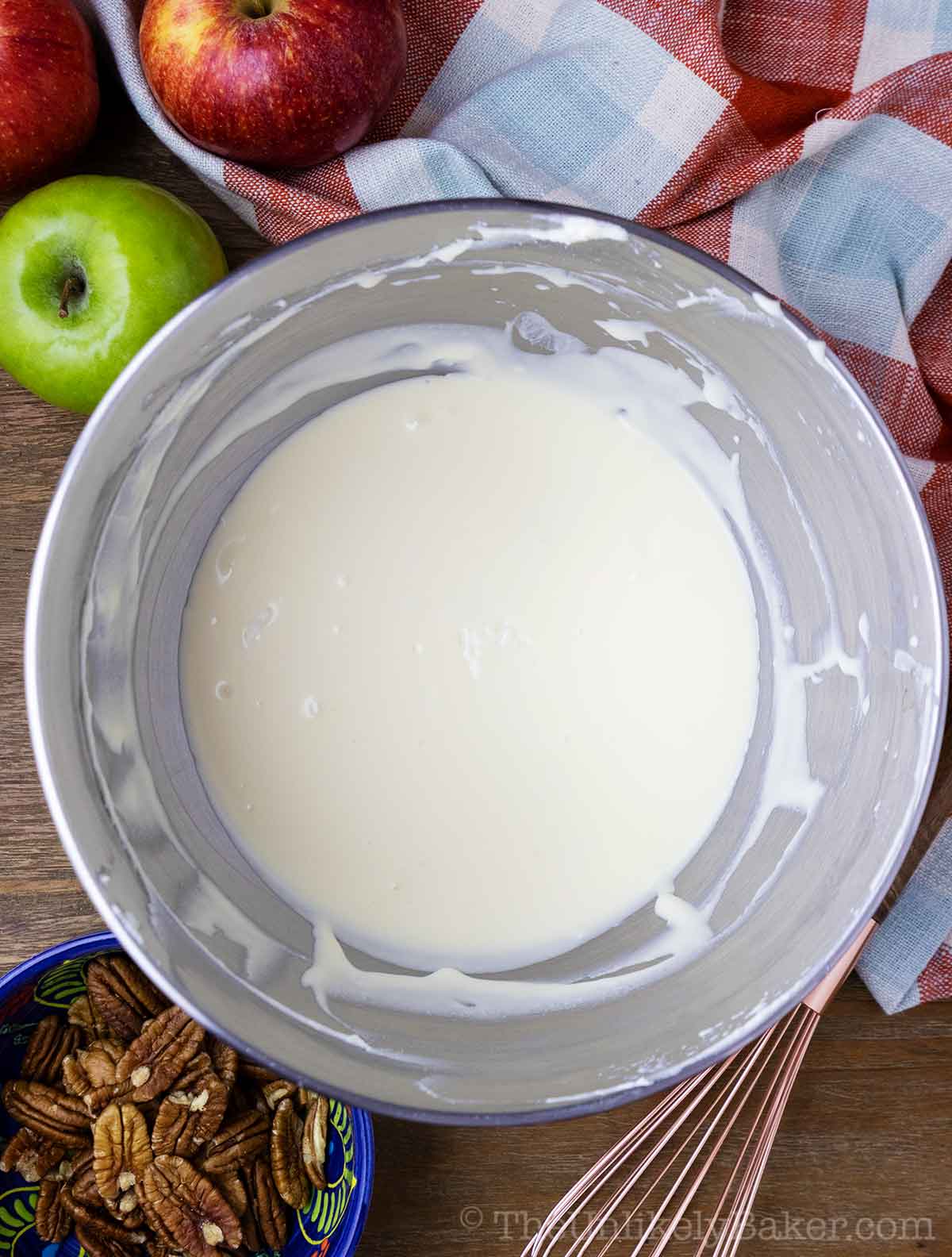 Cream cheese mixture in a bowl.