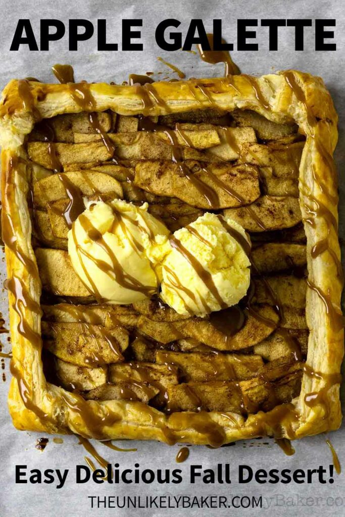 Pin for Puff Pastry Apple Galette Recipe.