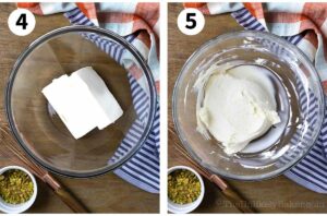 Photo collage - cream cheese in a bowl.